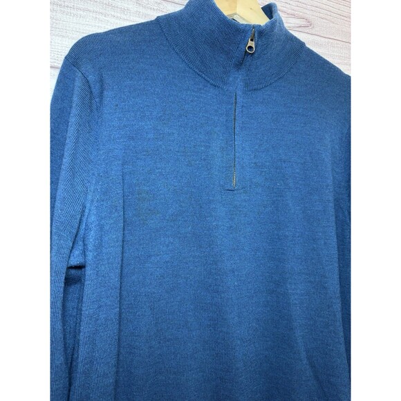J.CREW Men’s Sweater Blue 100% Merino Wool Size M Lightweight 1/4 Zip - Picture 3 of 5